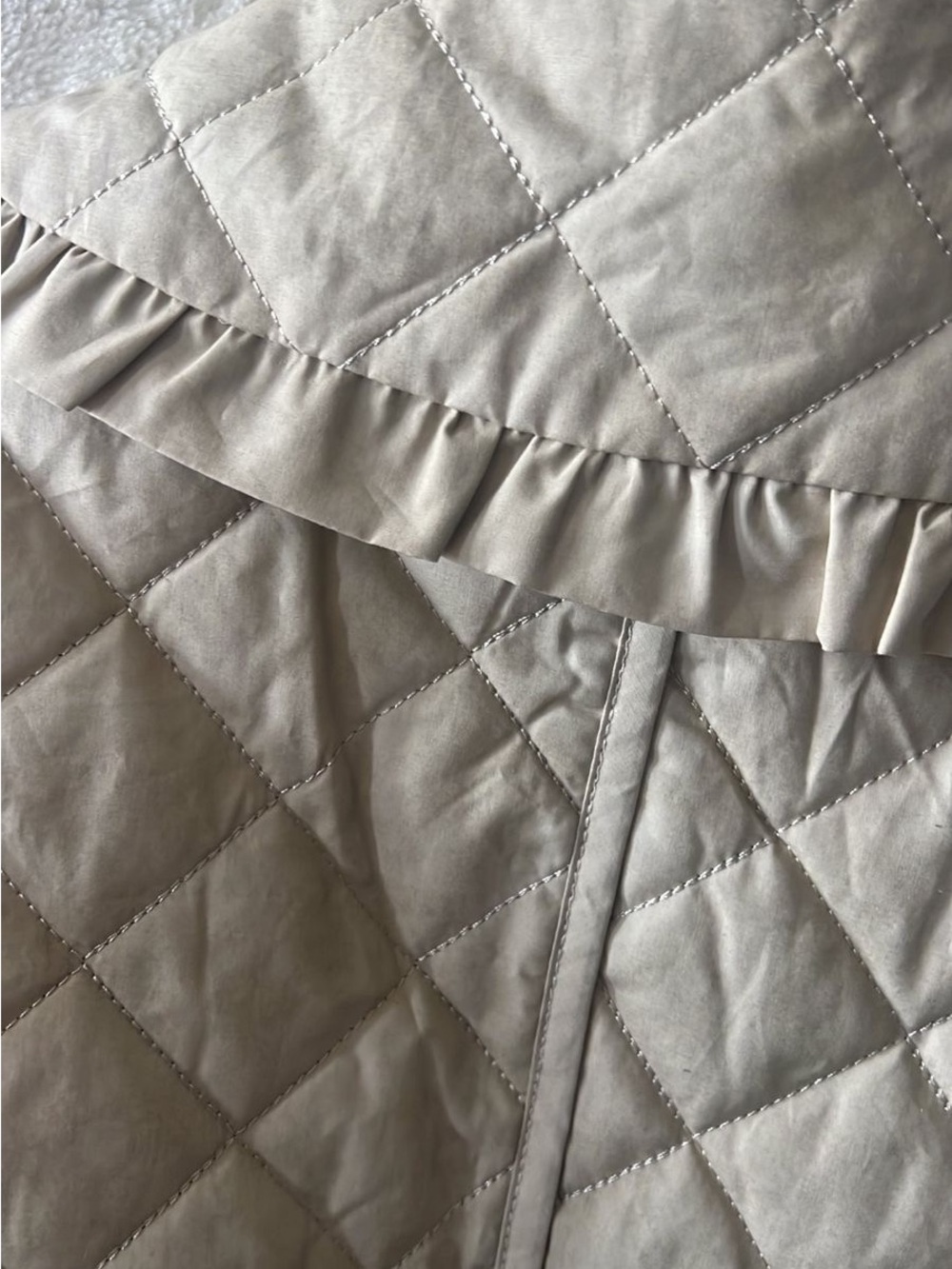 Bagatelle Quilted cotton Ruffle-Collar Jacket in Beige NWT size L - Picture 10 of 12